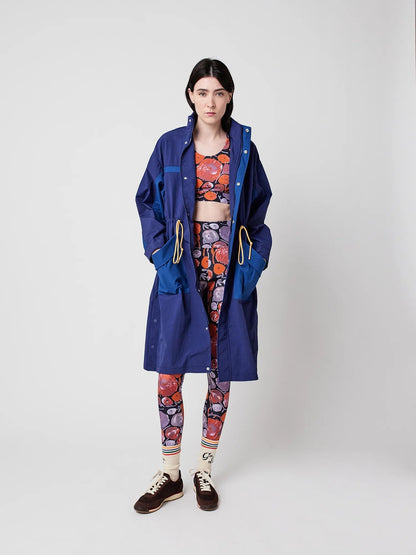 Blue Color - Block Drawstring Trench Coat