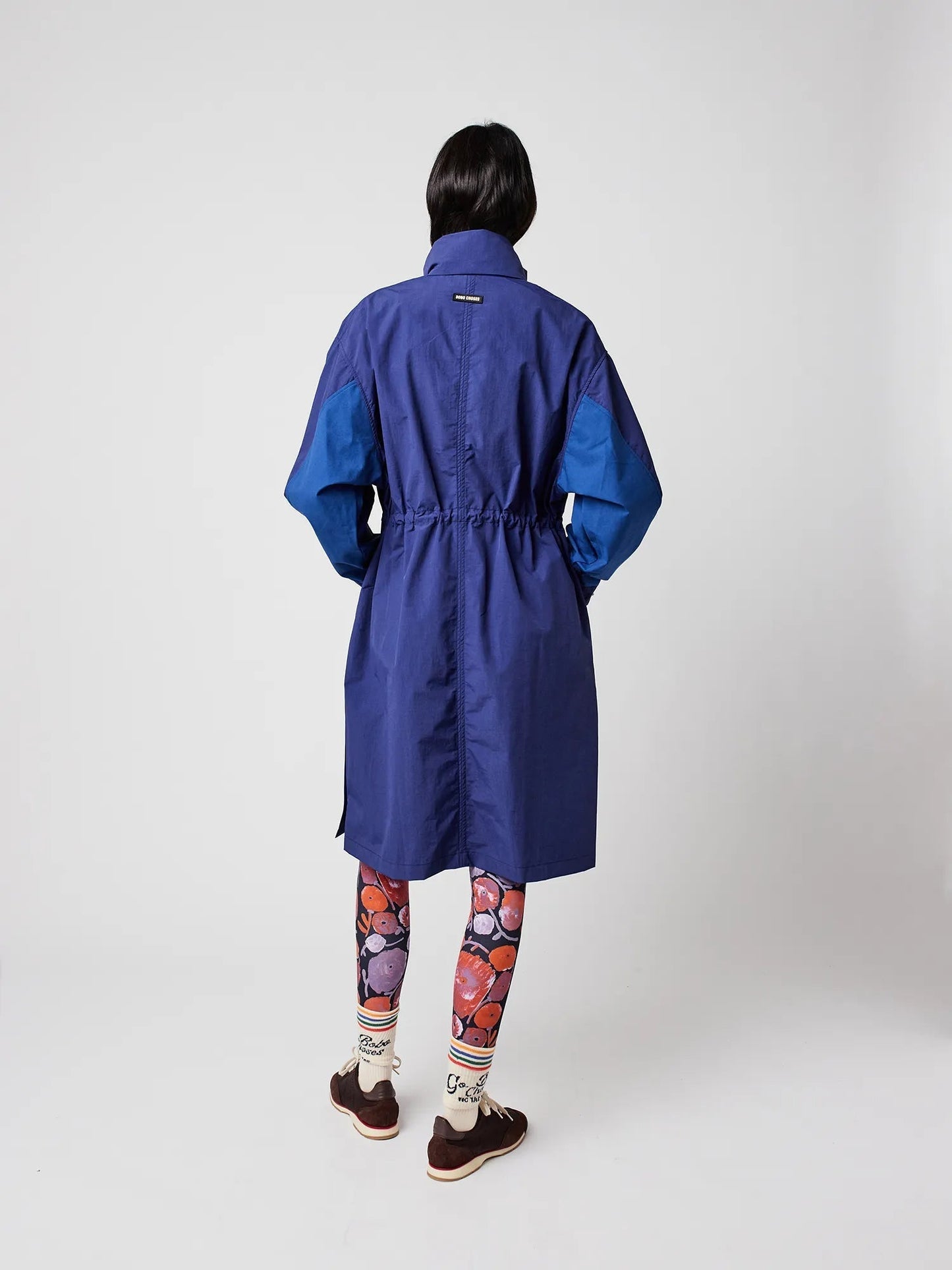 Blue Color - Block Drawstring Trench Coat