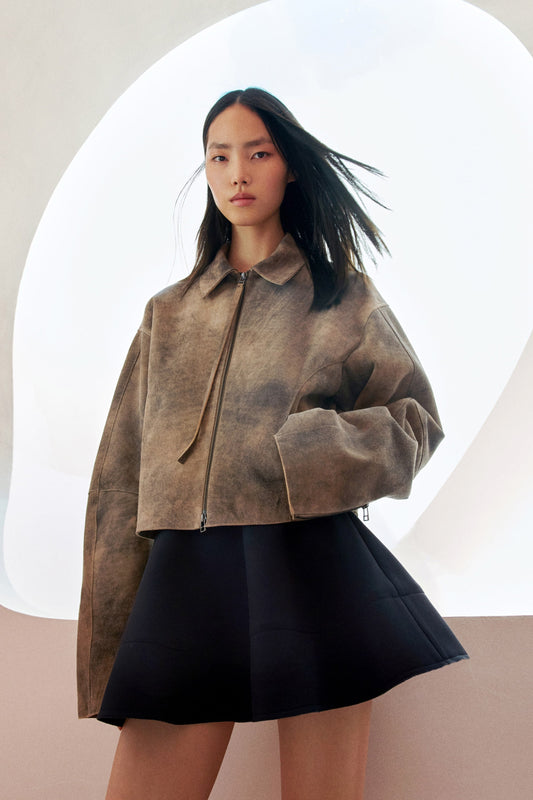 Brown Distressed Cropped Jacket