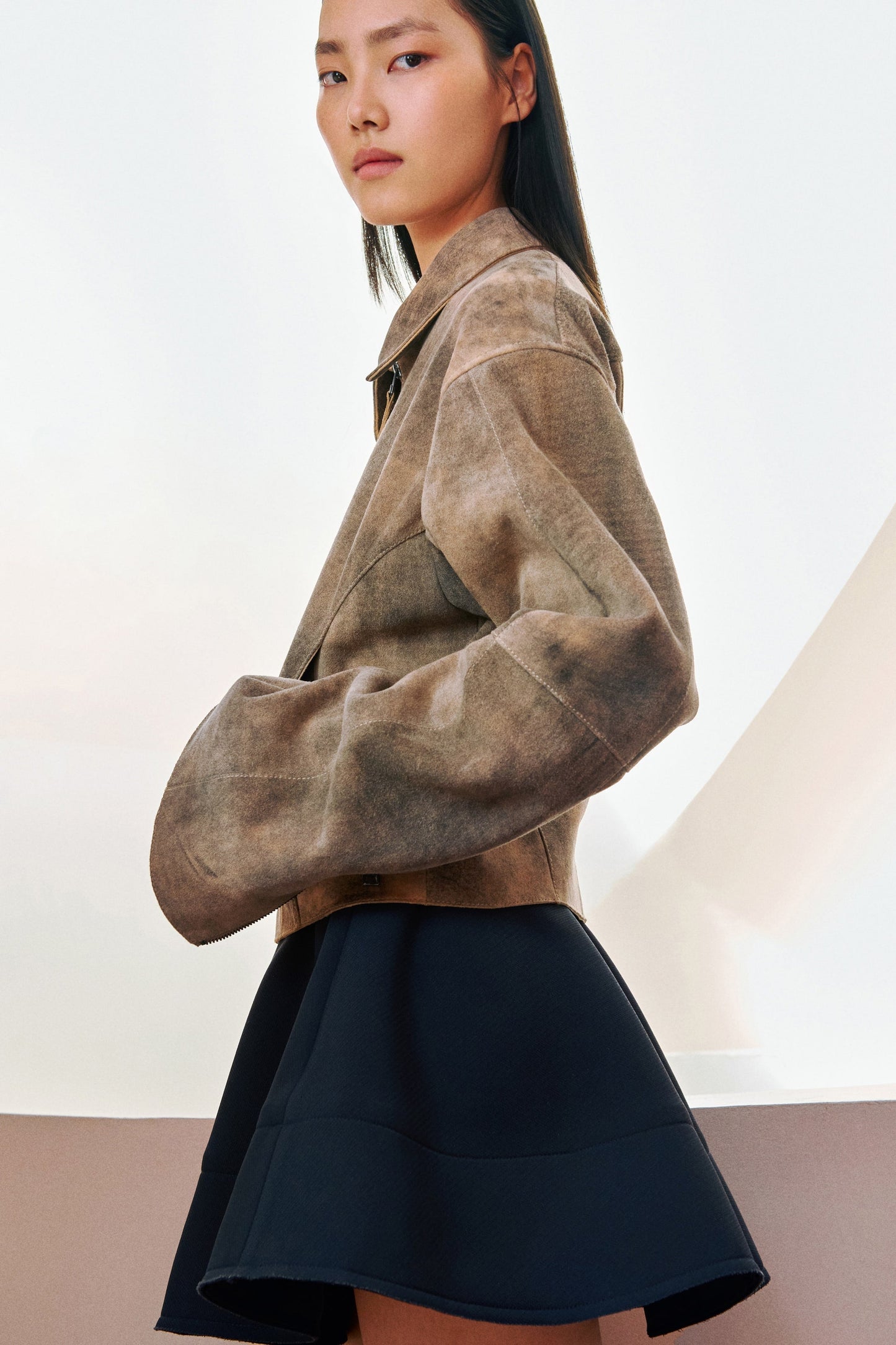 Brown Distressed Cropped Jacket