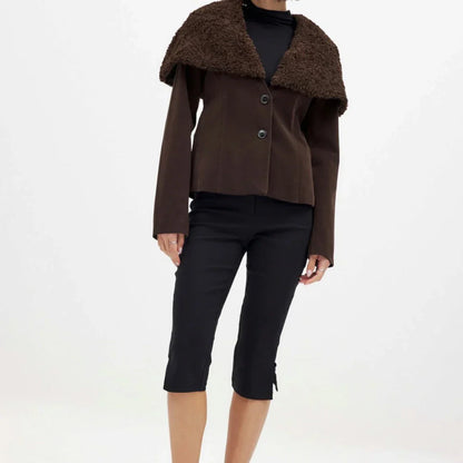 Faux Fur Collar Brown Jacket