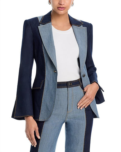Chic color-block denim jacket and pants