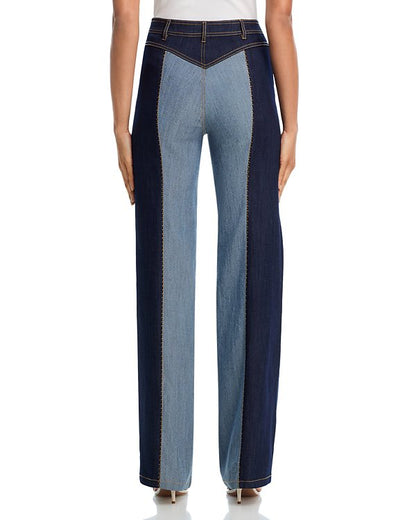 Chic color-block denim jacket and pants