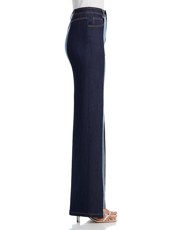 Chic color-block denim jacket and pants