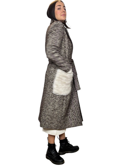 Furry Pockets Herringbone Coat