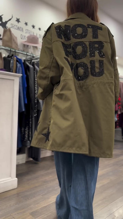 Fashion casual embroidered jacket withleopard print lining