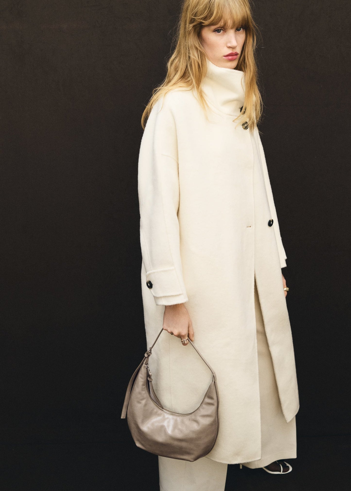 White oversized wool coat
