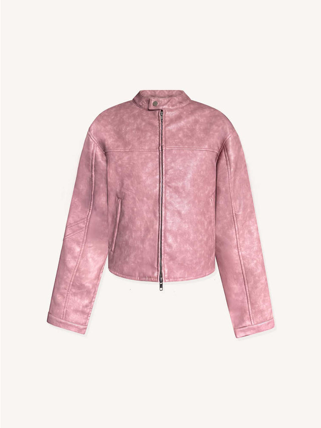 Dusty Pink Suede Moto Jacket