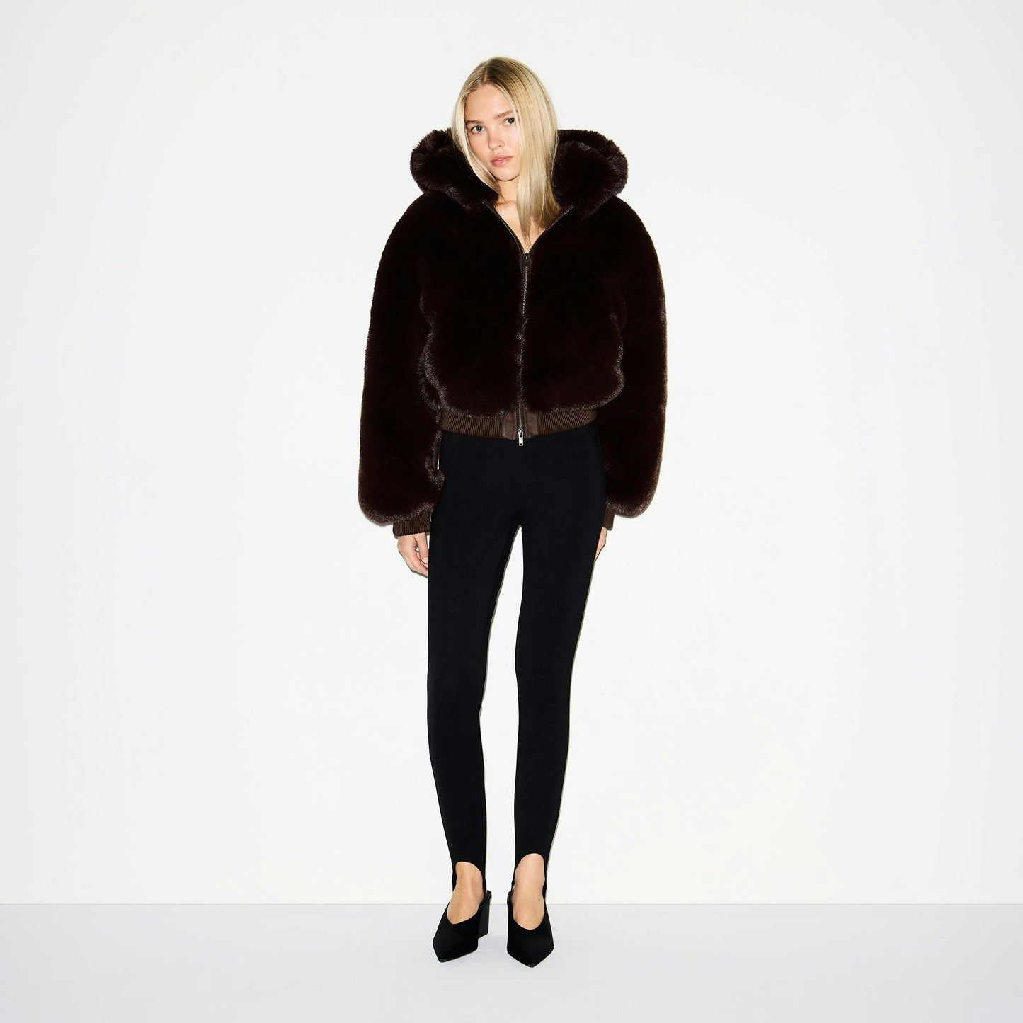 Faux Fur Cropped Hooded Jacket