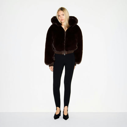 Faux Fur Cropped Hooded Jacket