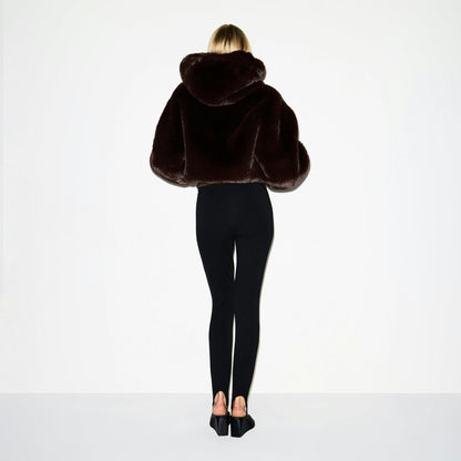 Faux Fur Cropped Hooded Jacket