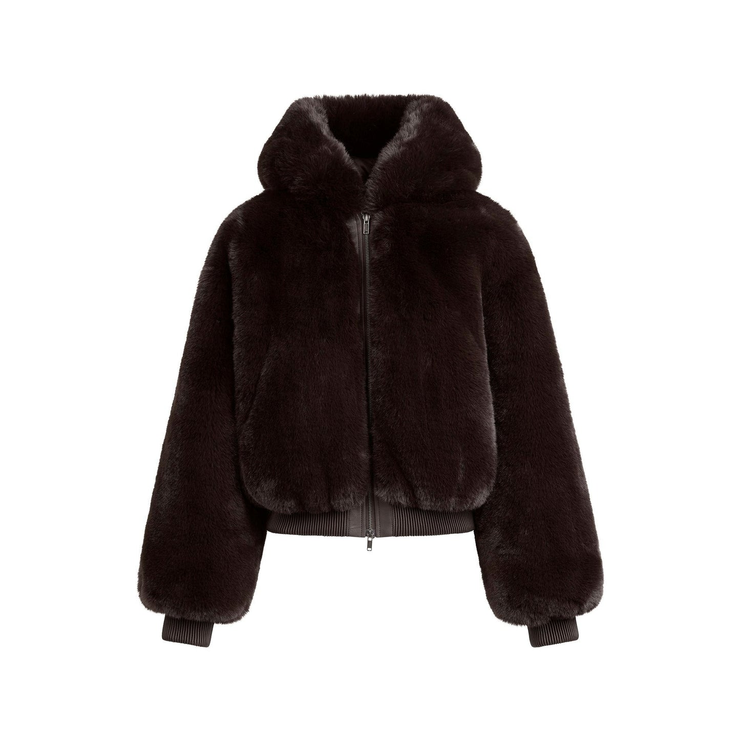 Faux Fur Cropped Hooded Jacket