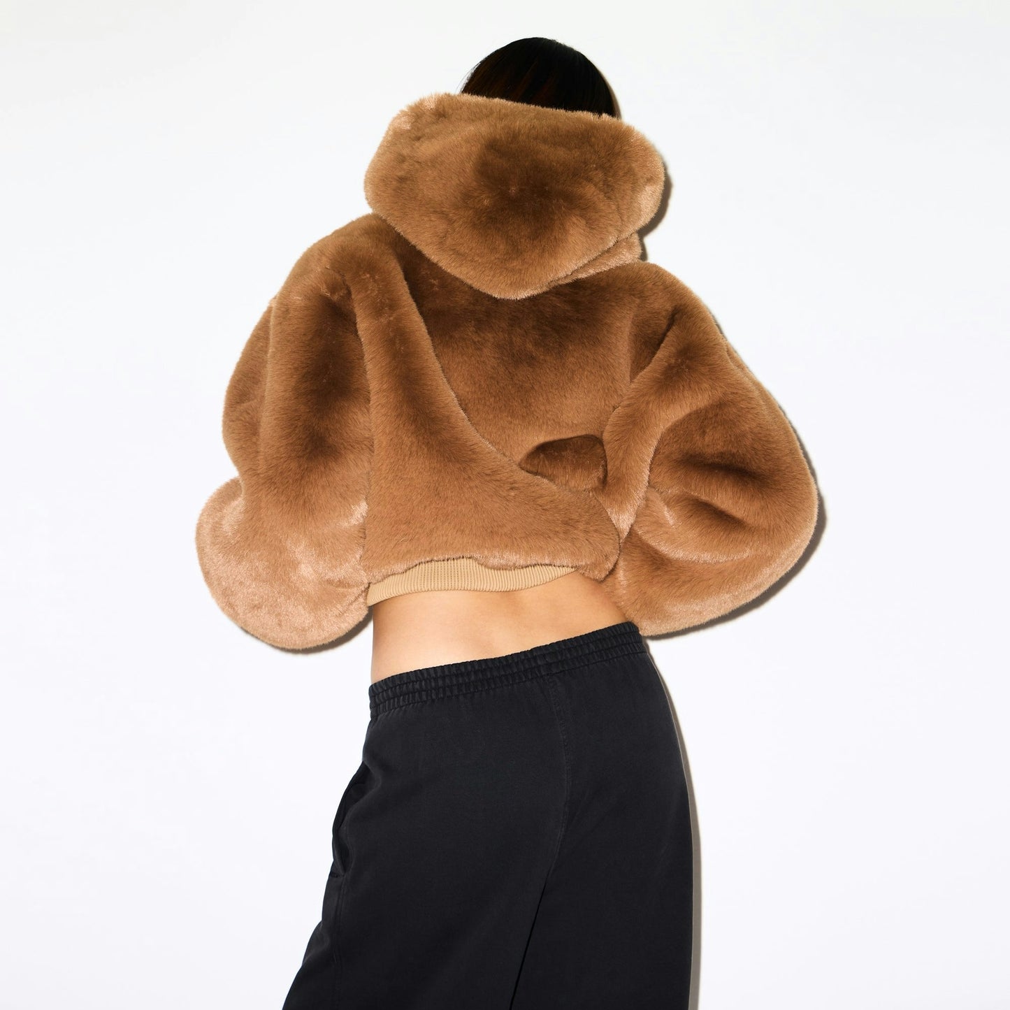 Faux Fur Cropped Hooded Jacket