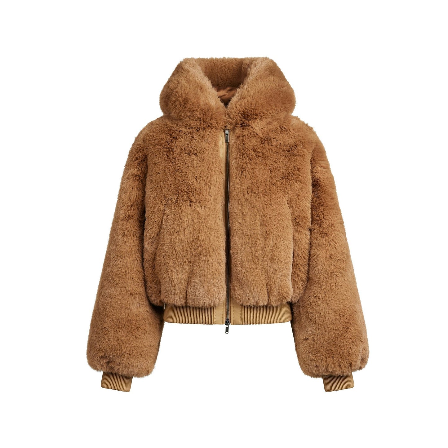 Faux Fur Cropped Hooded Jacket