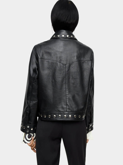 Stud  Leather Trucker Jacket