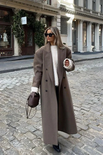 Wool extra long coat