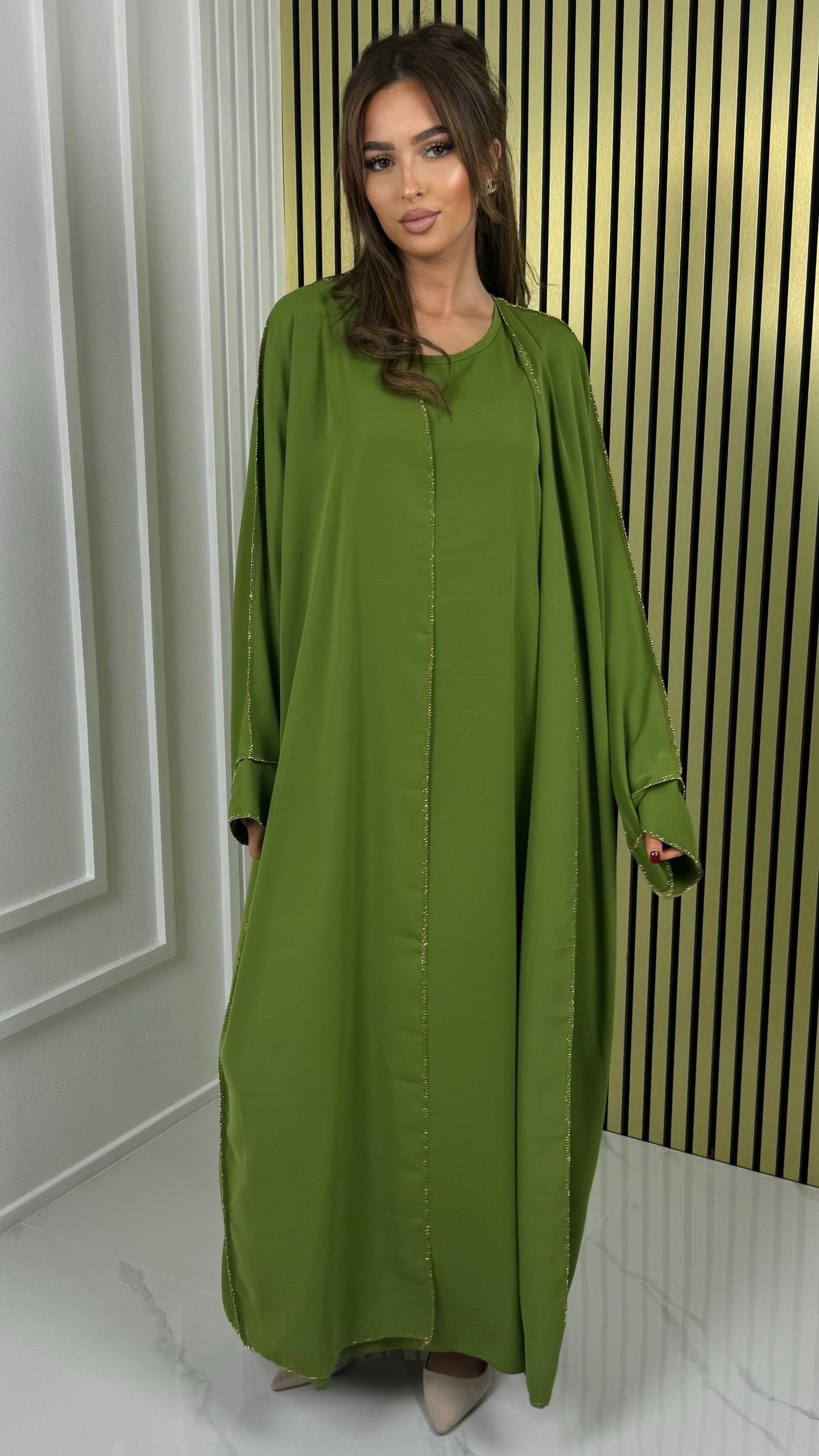 Golden Seam Two-Piece Set Kimono+Dress