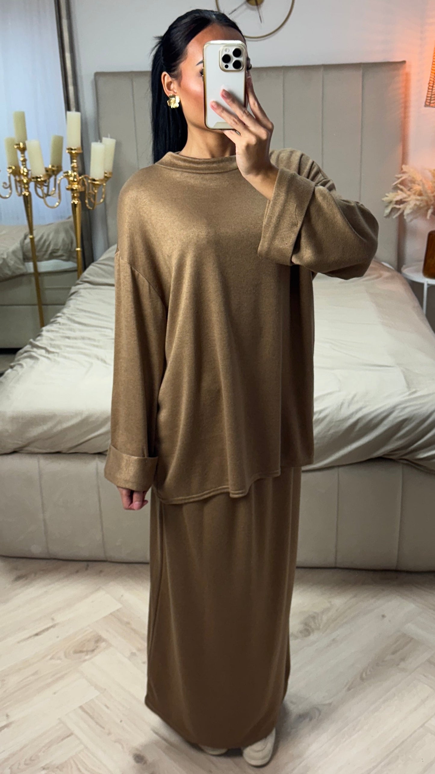 Maxi Two-Piece Set with Skirt and Wide Sleeves