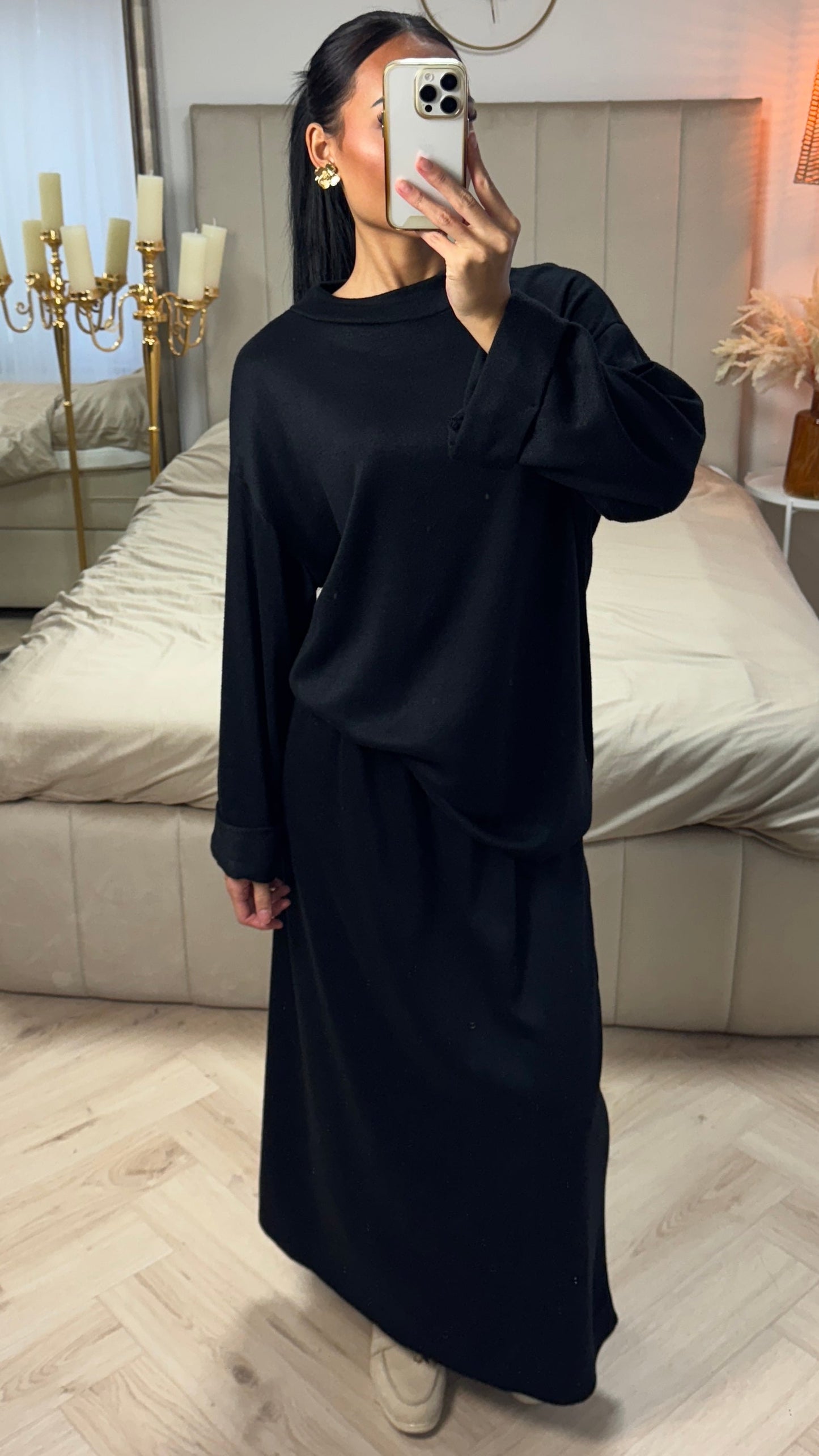 Maxi Two-Piece Set with Skirt and Wide Sleeves