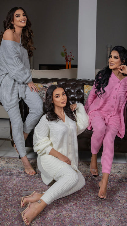 Must-Have Comfy Six-Button Knit Set