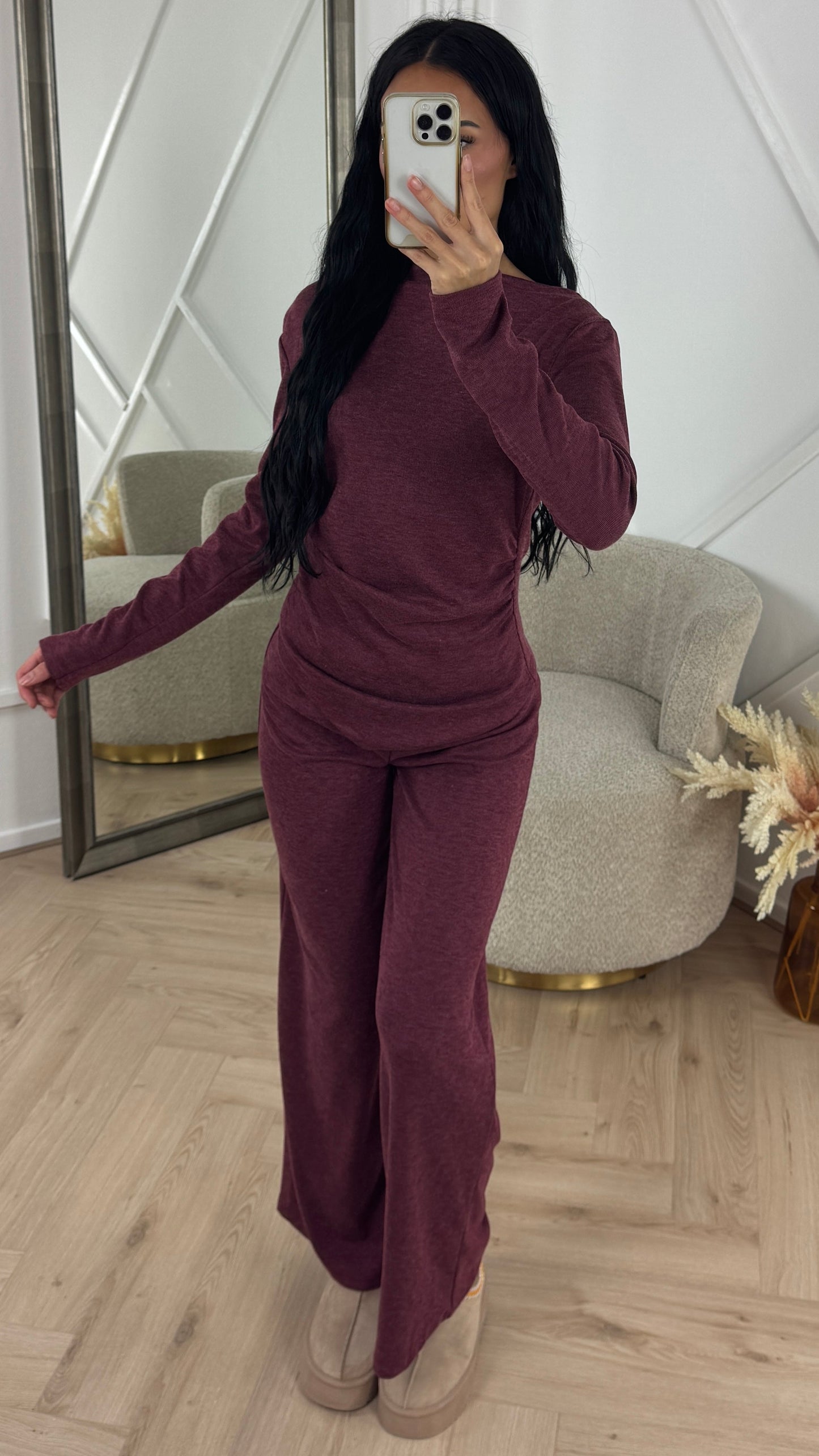 Off-the-Shoulder Winter Two-Piece Set