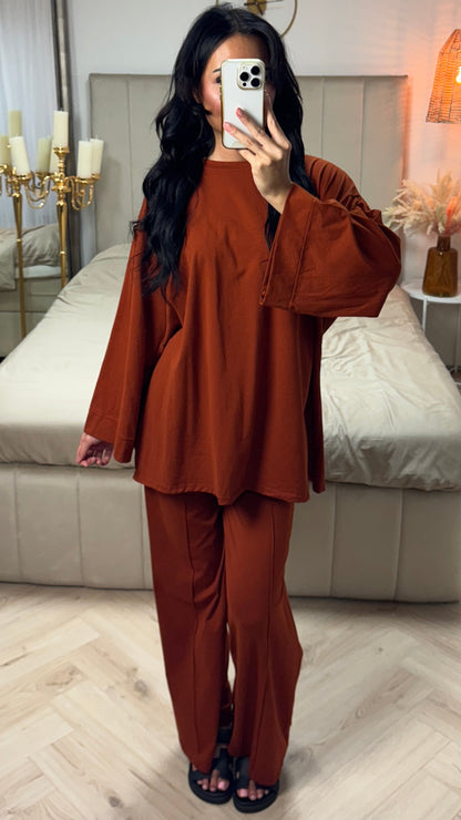 Oversized Long Sleeve Top and Pants Set