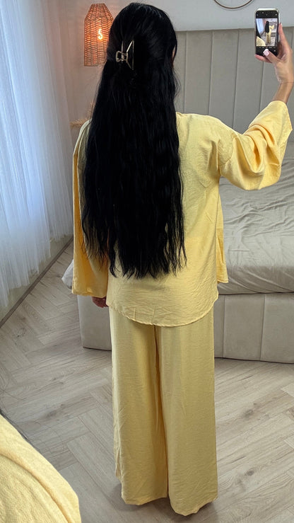 Oversized Viscose Blend Set with Long Sleeves and Wide-Fitting Pants