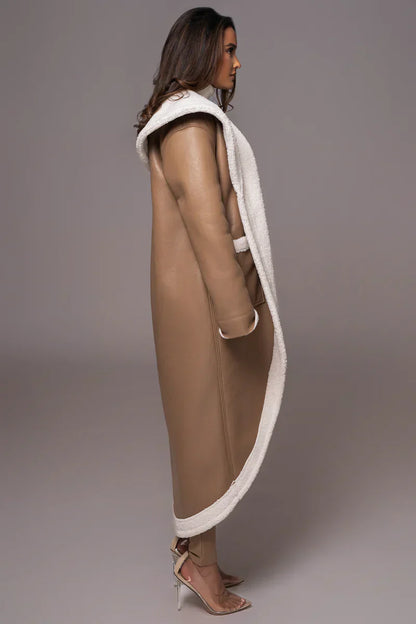 Premium Synthetic Leather Wrap Coat