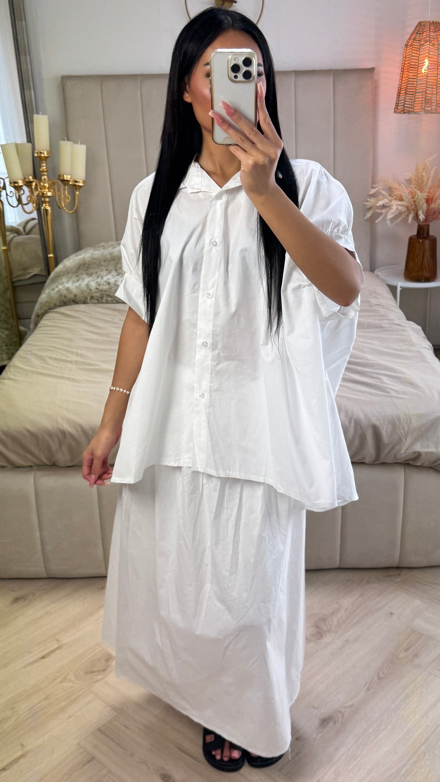 Perfect Oversized Blouse Skirt Two-Piece Set