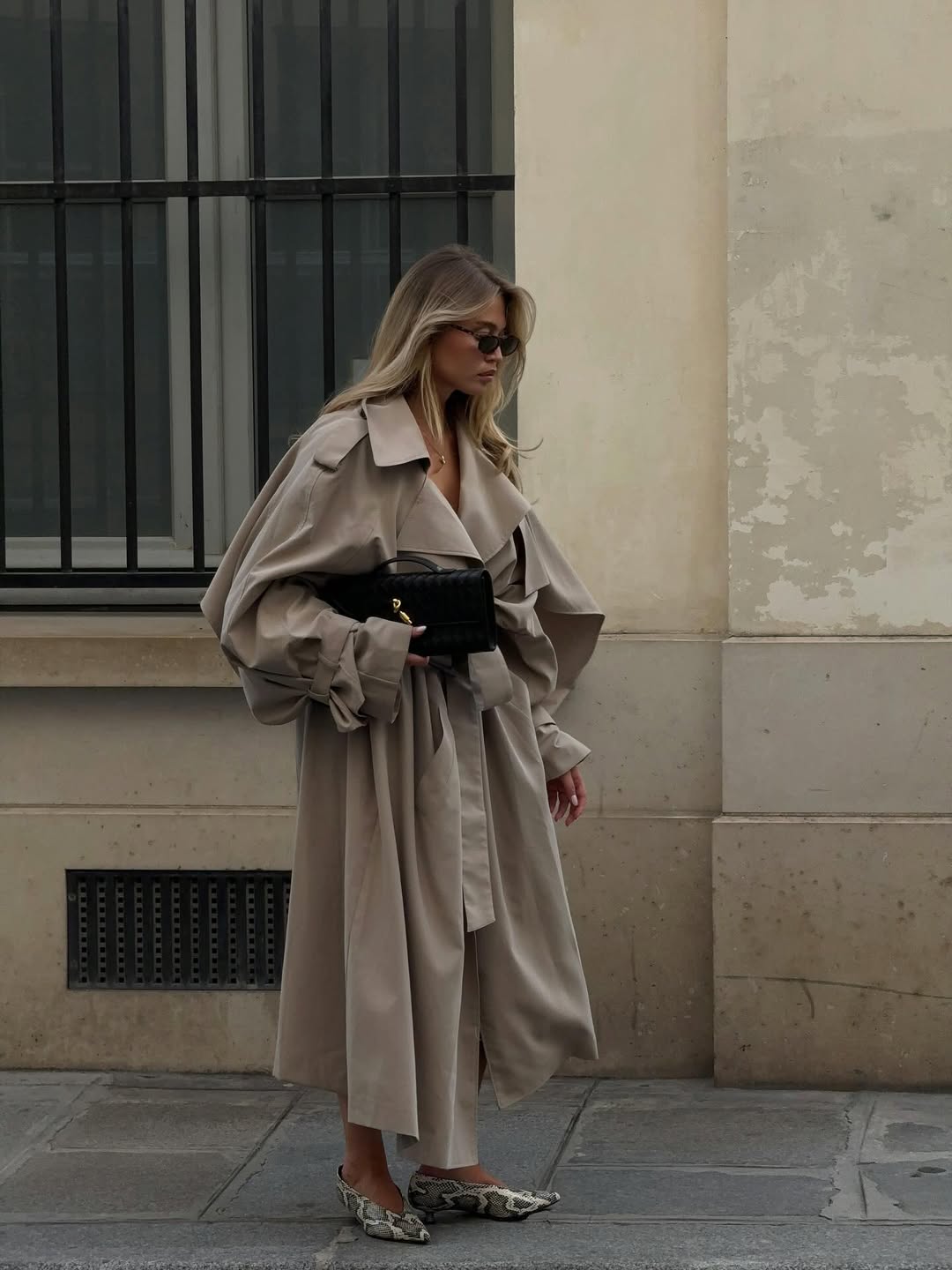 Oversized Beige Trench Coat