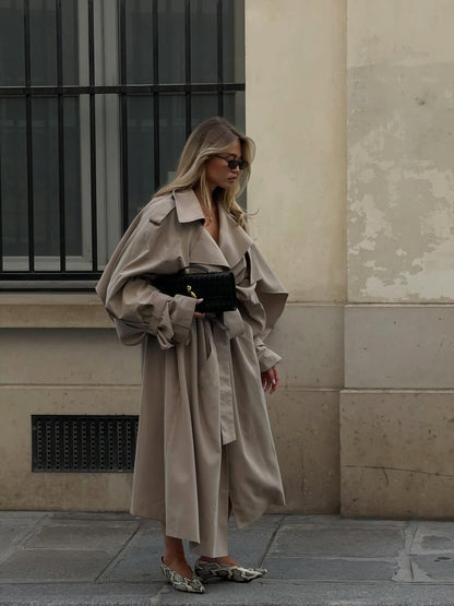 Oversized Beige Trench Coat