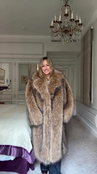 Vintage Full Length Tanuki Raccoon Fur Coat