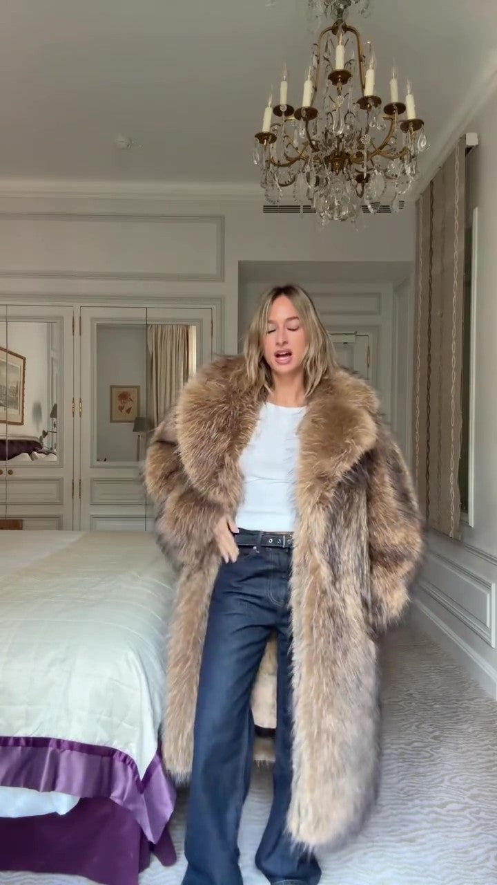 Vintage Full Length Tanuki Raccoon Fur Coat