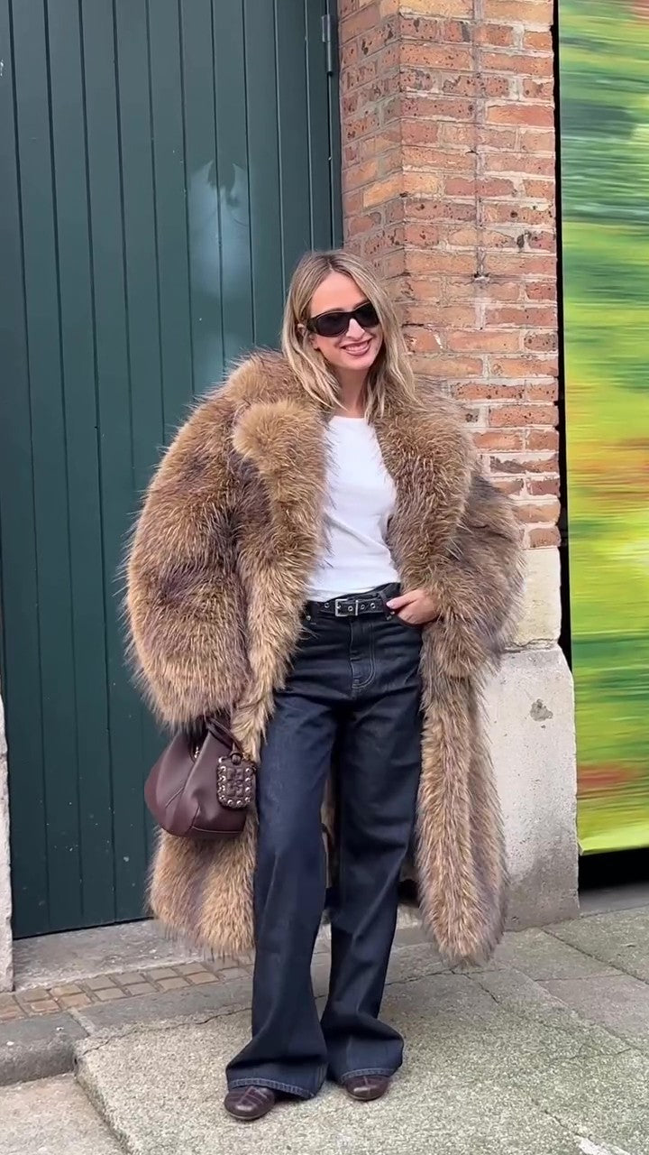 Vintage Full Length Tanuki Raccoon Fur Coat