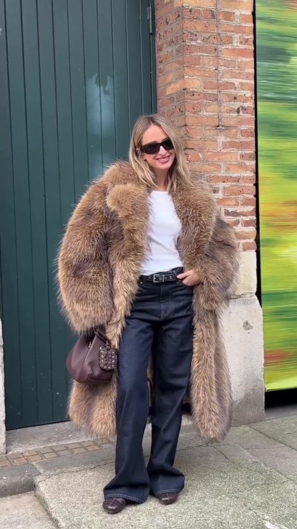 Vintage Full Length Tanuki Raccoon Fur Coat