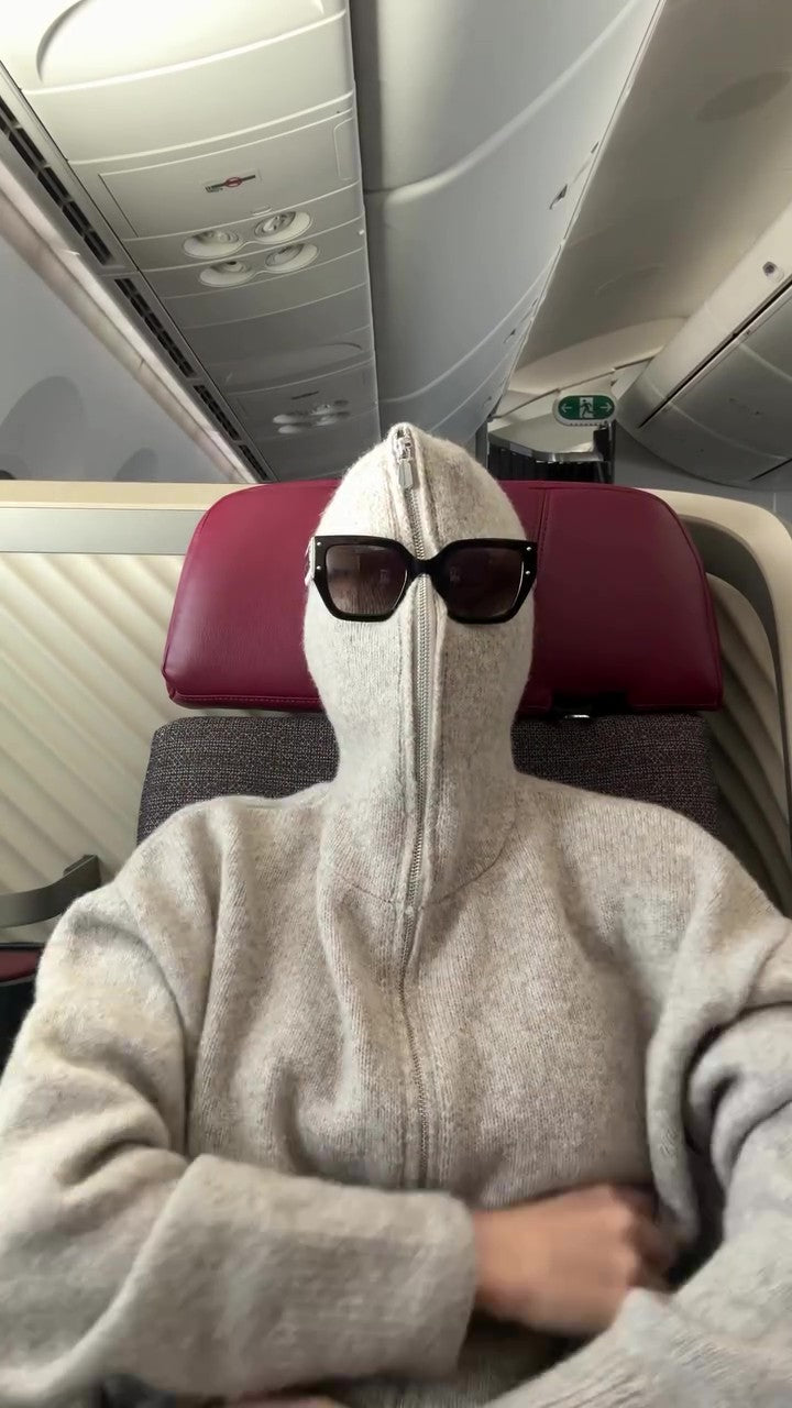 Cozy Edgy Zip-Up Hooded Sweater Jacket