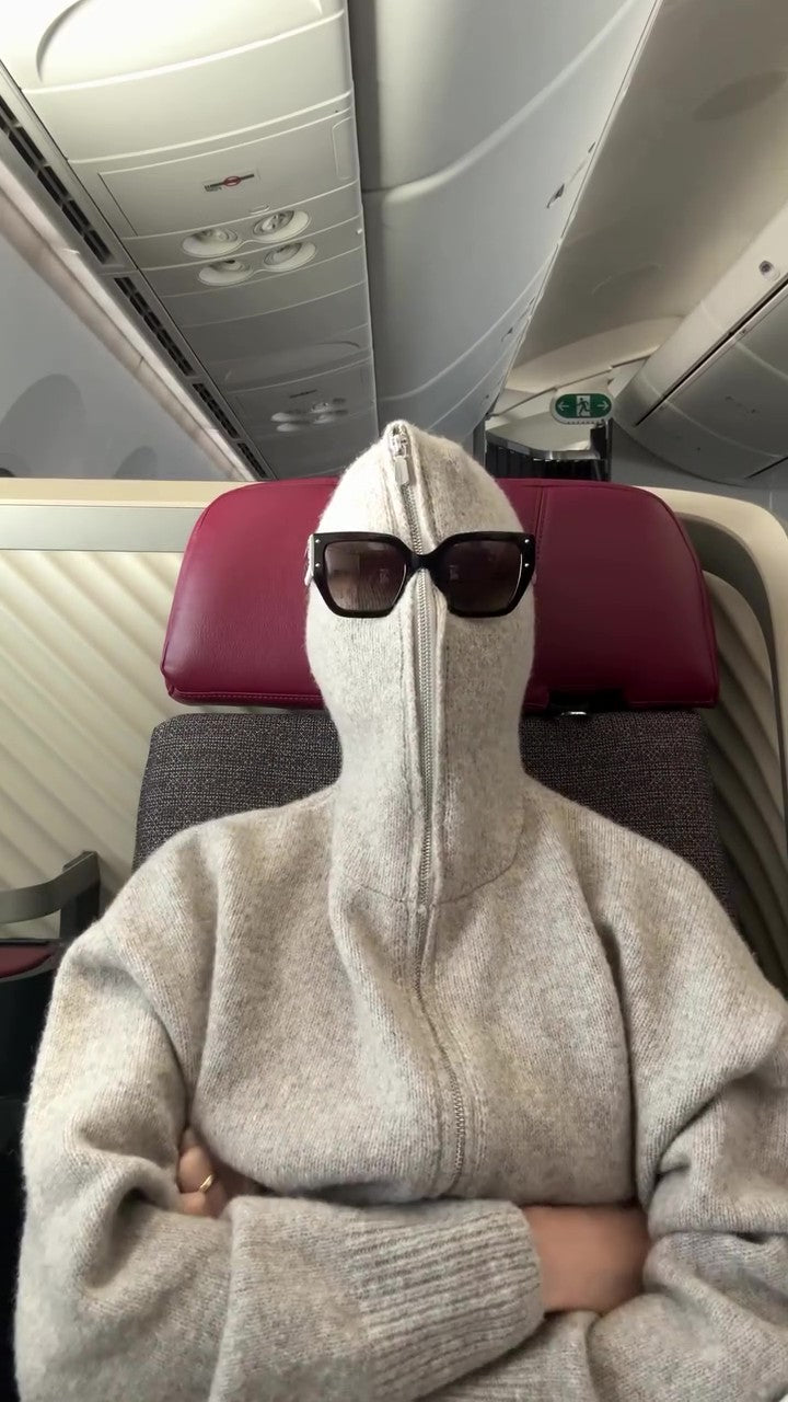 Cozy Edgy Zip-Up Hooded Sweater Jacket