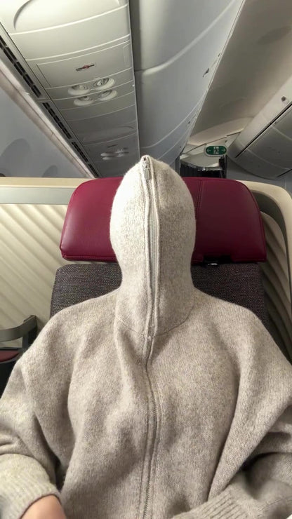 Cozy Edgy Zip-Up Hooded Sweater Jacket