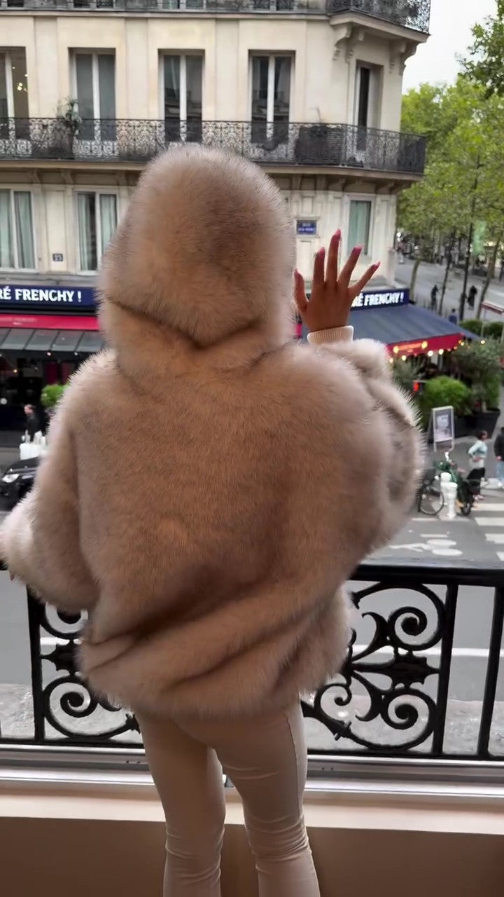 White fur coat sweatshirt