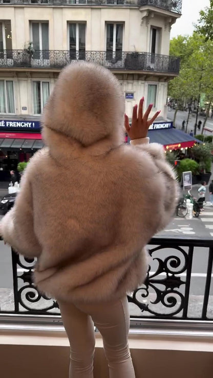 White fur coat sweatshirt