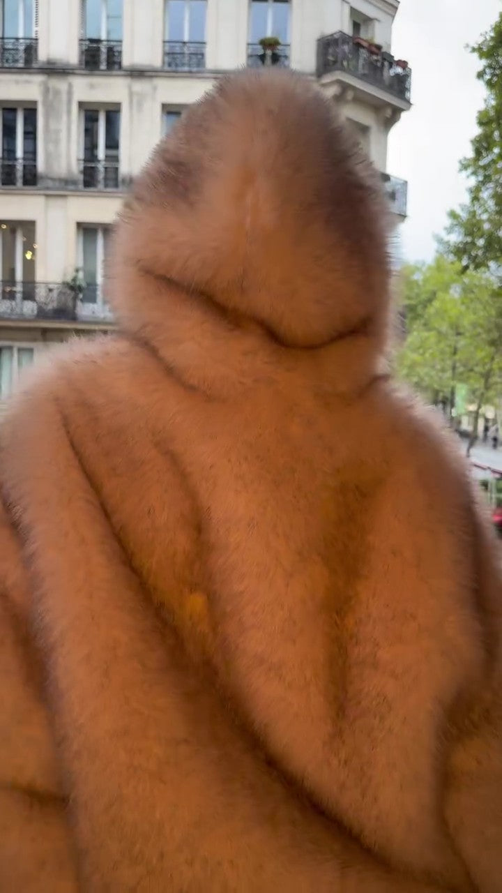 White fur coat sweatshirt