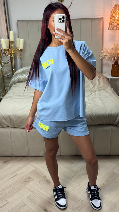 Soho NY Soft Material Tee+Shorts Set