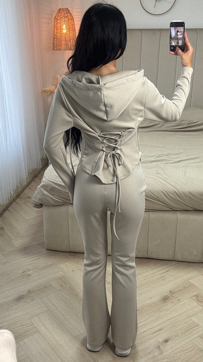 Two-Piece Jogging Set with Corset Detail at the Back
