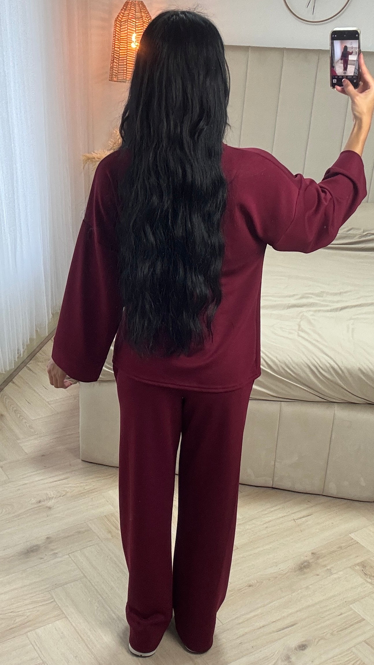 Two-Piece Set with Wide-Leg Pants and Tie Detail