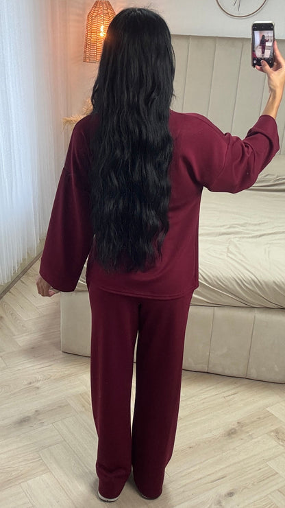 Two-Piece Set with Wide-Leg Pants and Tie Detail