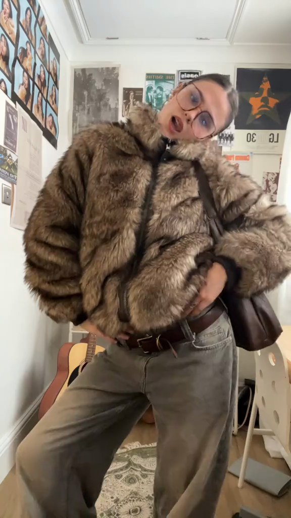 Brown faux fur jacket