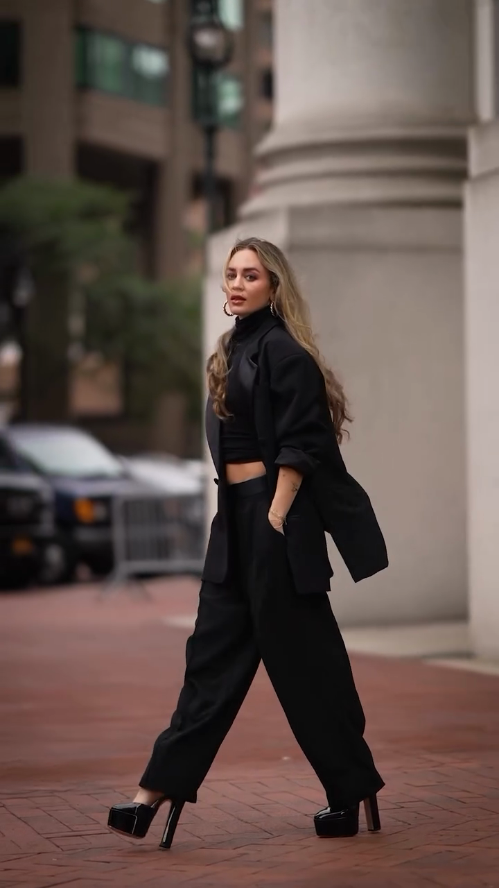 Black Tailored Suit Set