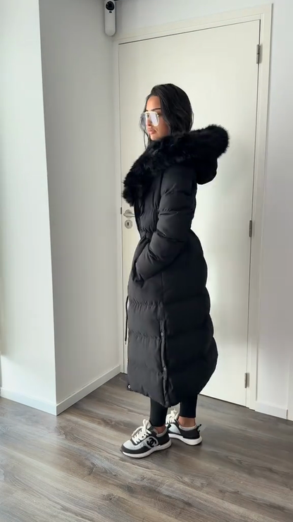 Black belted down jacket