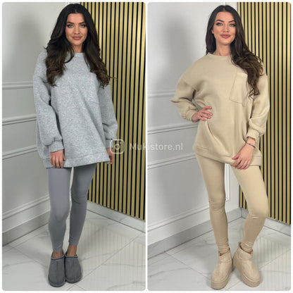 Oversized Sweater Pocket Detail + Legging Set