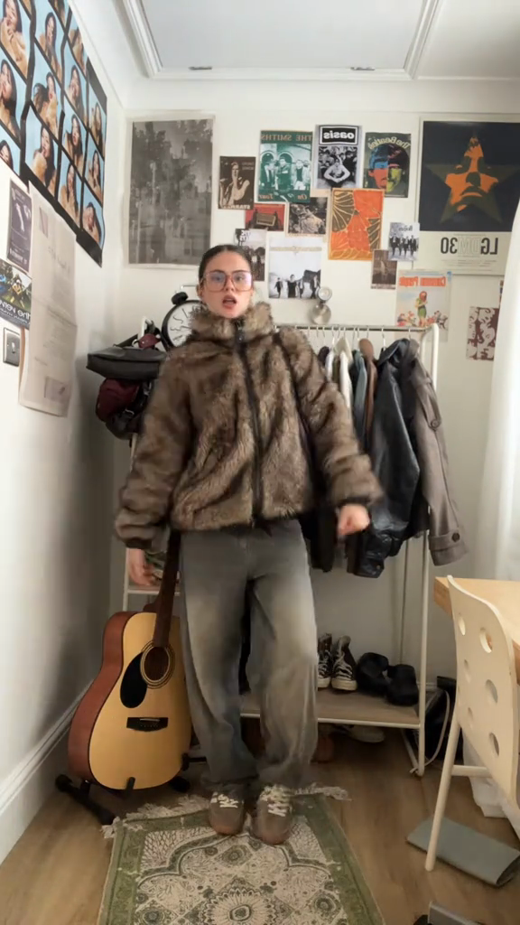 Brown faux fur jacket